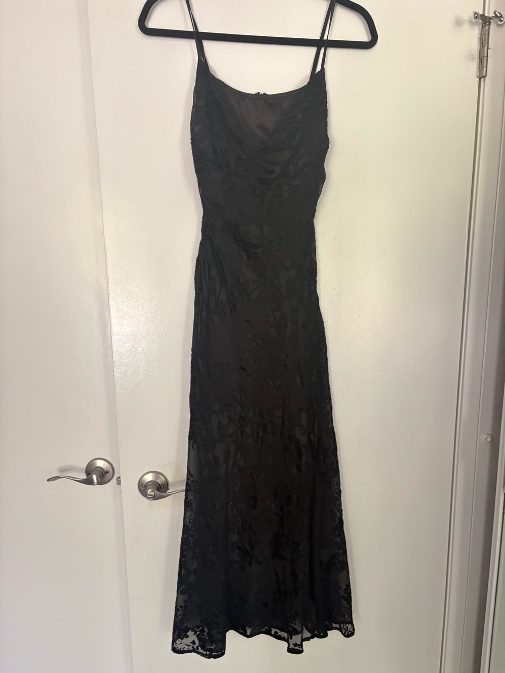 Astr Black Lace Maxi Slip Dress
